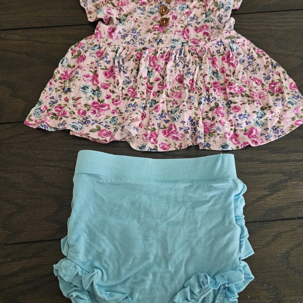 Posh Peanut Henley Cap Sleeve Peplum and Bummie 18-24m
